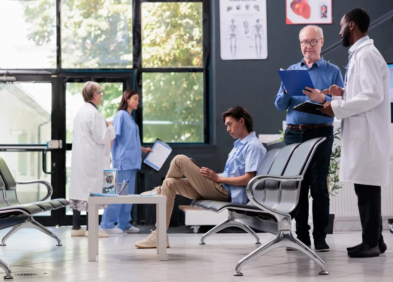 A Healthcare waiting room.