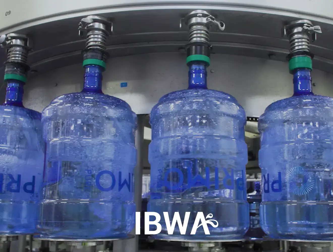 Primo Water Bottles being filled with IBWA logo
