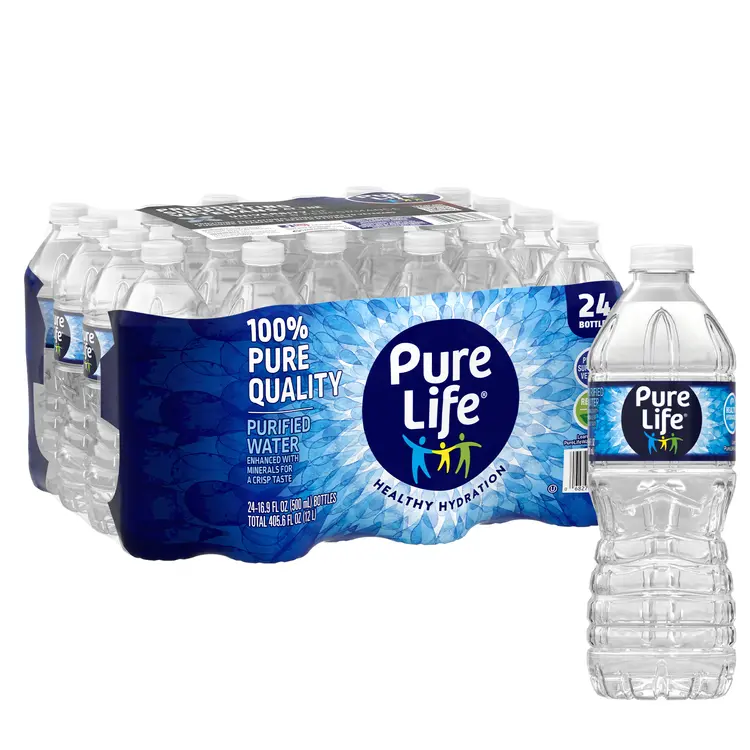 Pure Life® Purified Water .5 Liter (16.9 fl oz)- Bottle - Case of 24