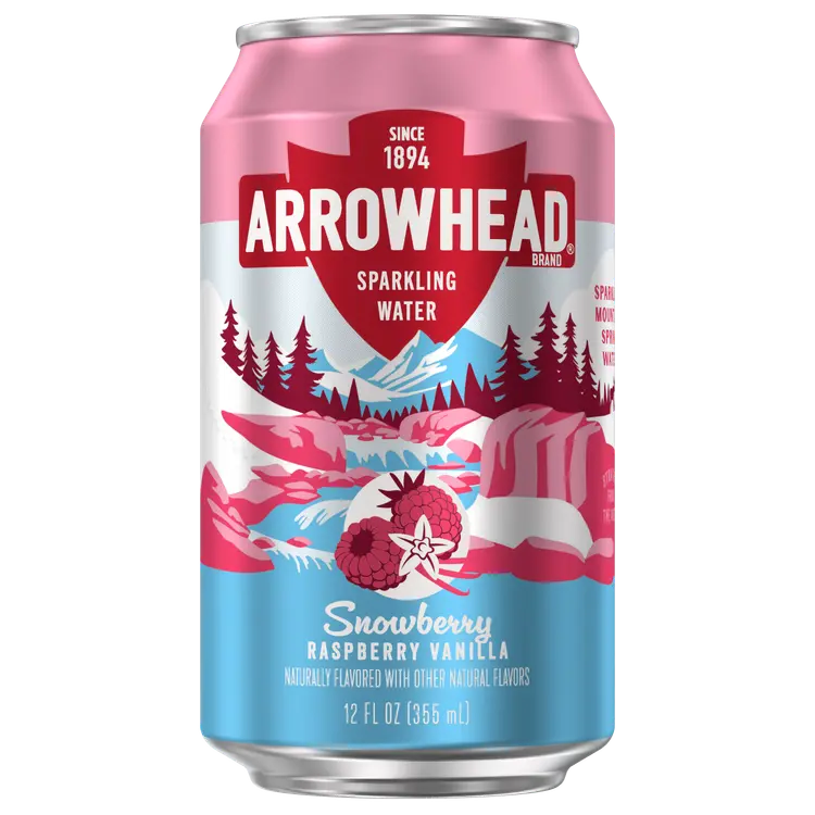 Arrowhead® Brand Sparkling Mountain Spring Water - Snowberry - Raspberry Vanilla - Aluminum Can 12 oz (Pack of 24)