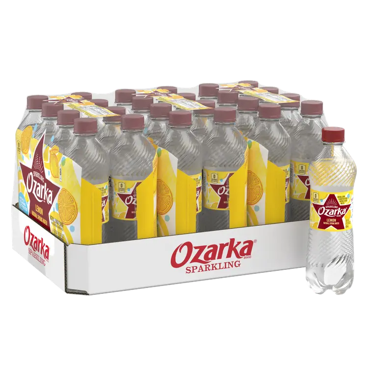 Ozarka Sparkling Water, Lively Lemon, 16.9 oz. Bottles (Pack of 24)