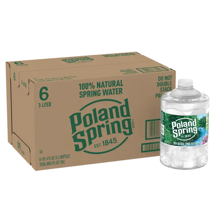 POLAND SPRING Brand 100% Natural Spring Water, 3-Liter plastic jugs (Pack of 6)