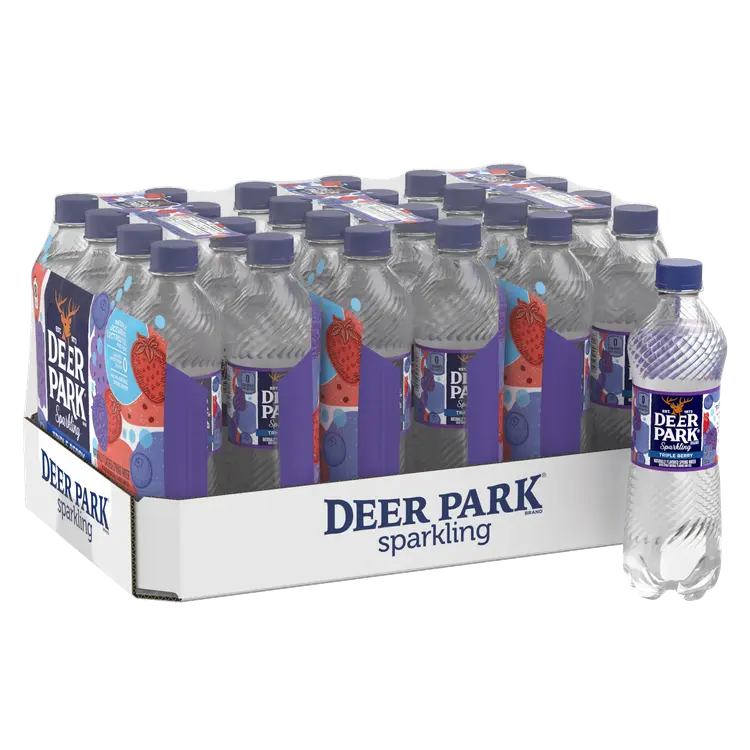 Deer Park Sparkling Water, Triple Berry, 16.9 oz. Bottles (Pack of 24)