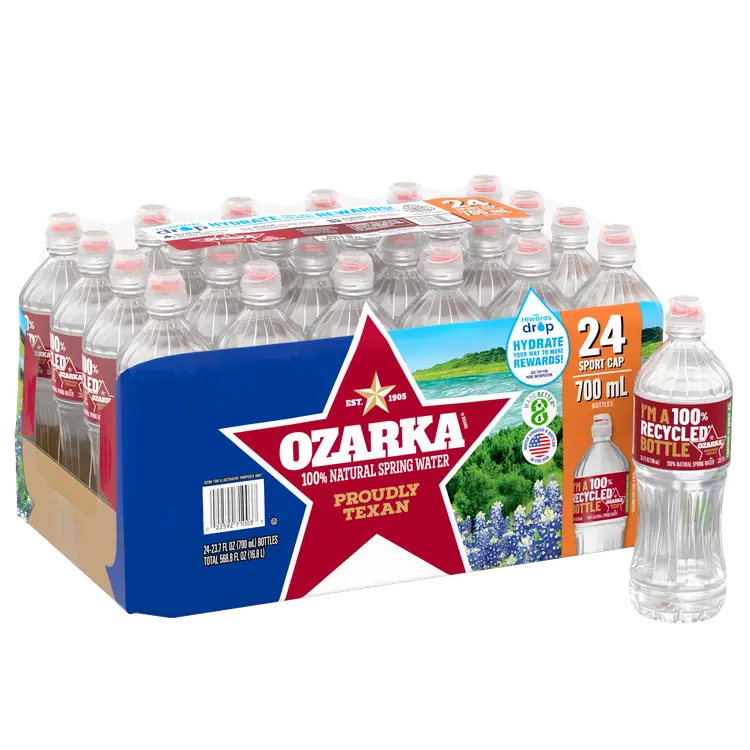 Ozarka® Spring Water Sport Cap 700 ml (23.6 fl oz)- Bottle- Case of 24