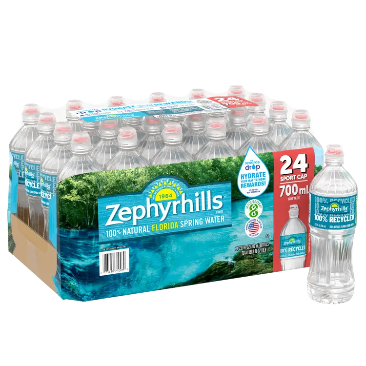 Zephyrhills® Spring Water Sport Cap 700 ml (23.6 fl oz) - Bottle- Case of 24