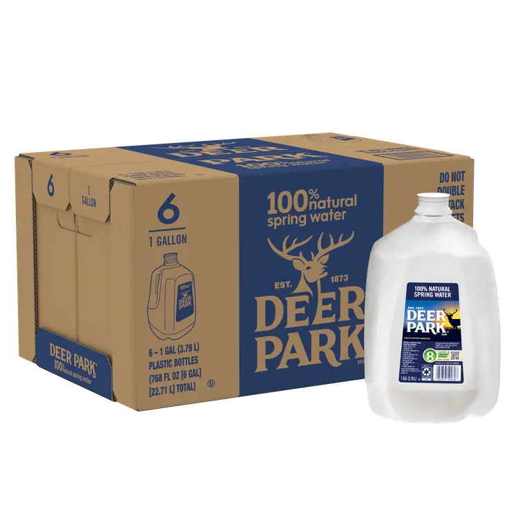 DEER PARK Brand 100% Natural Spring Water, 1-gallon plastic jugs (Pack of 6)