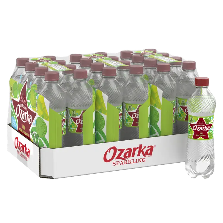 Ozarka Sparkling Water, Zesty Lime, 16.9 oz. Bottles (Pack of 24)