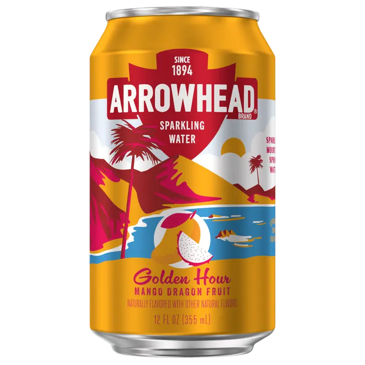Arrowhead® Brand Sparkling Mountain Spring Water - Golden Hour - Mango Dragonfruit - Aluminum Can 12 oz (Pack of 24)
