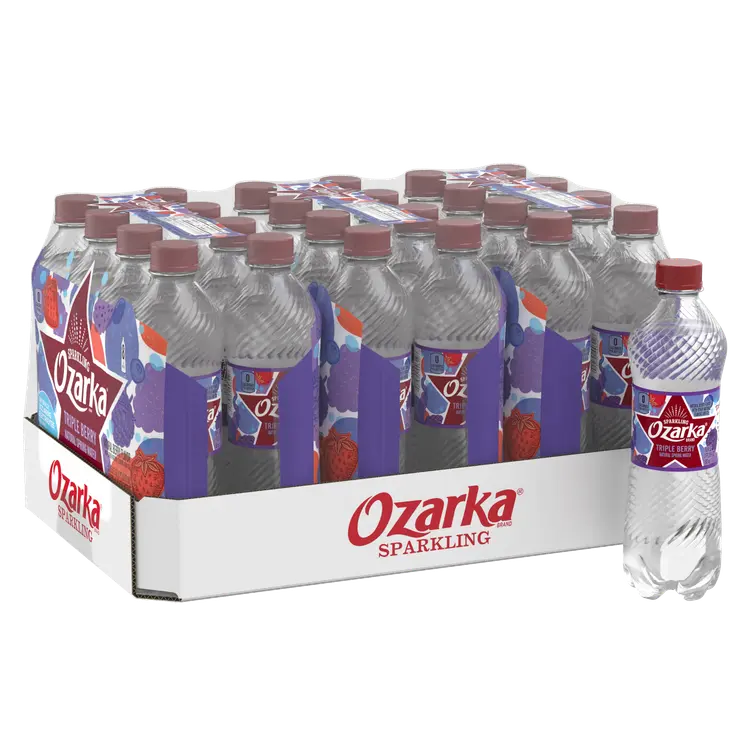 Ozarka Sparkling Water, Triple Berry, 16.9 oz. Bottles (Pack of 24)