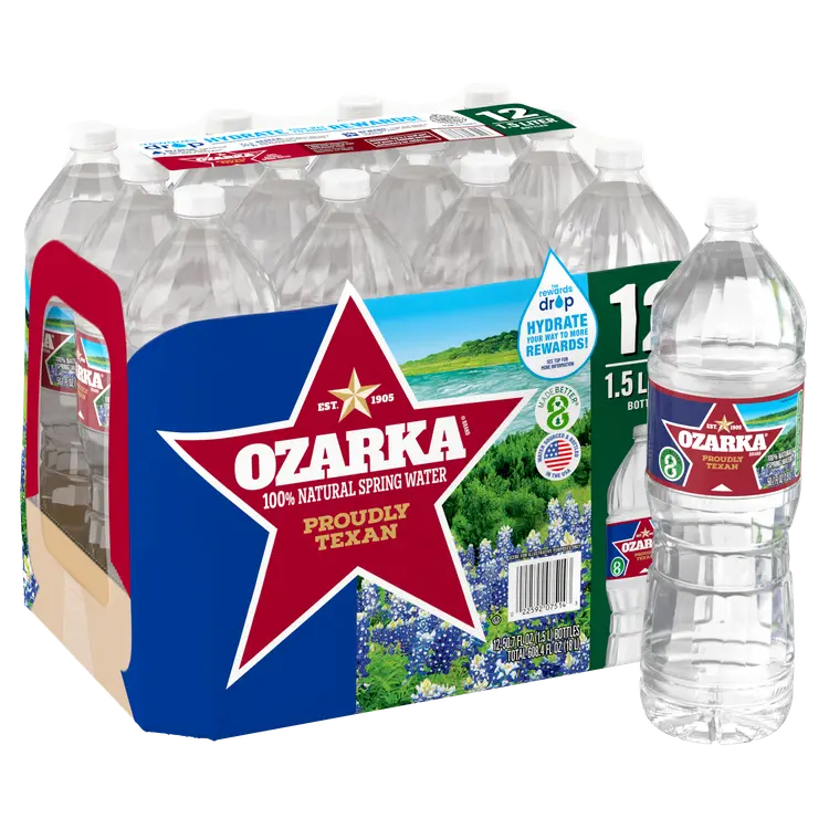 OZARKA Brand 100% Natural Spring Water, 1.5-Liter plastic bottles (Pack of 12)