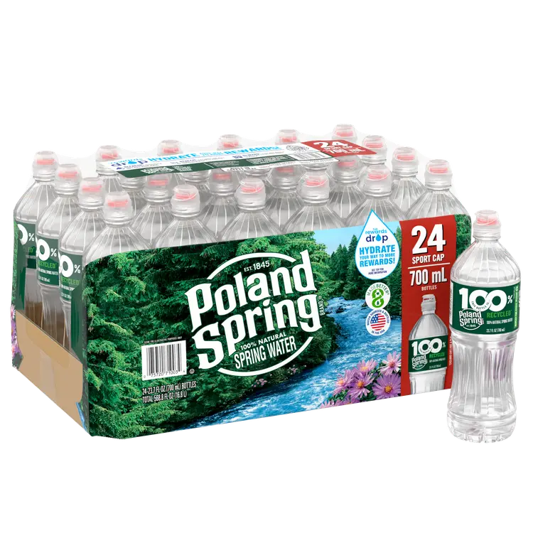 Poland Spring® Brand Spring Water Sport Cap 700ml (23.6 fl oz)- Bottle- Case of 24