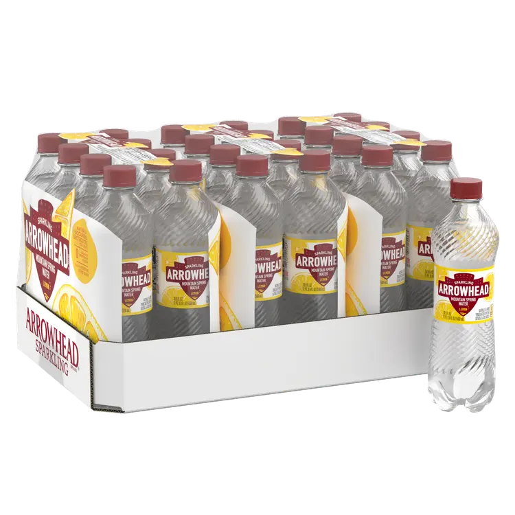 Arrowhead Sparkling Water, Lively Lemon, 16.9 oz. Bottles (Pack of 24)