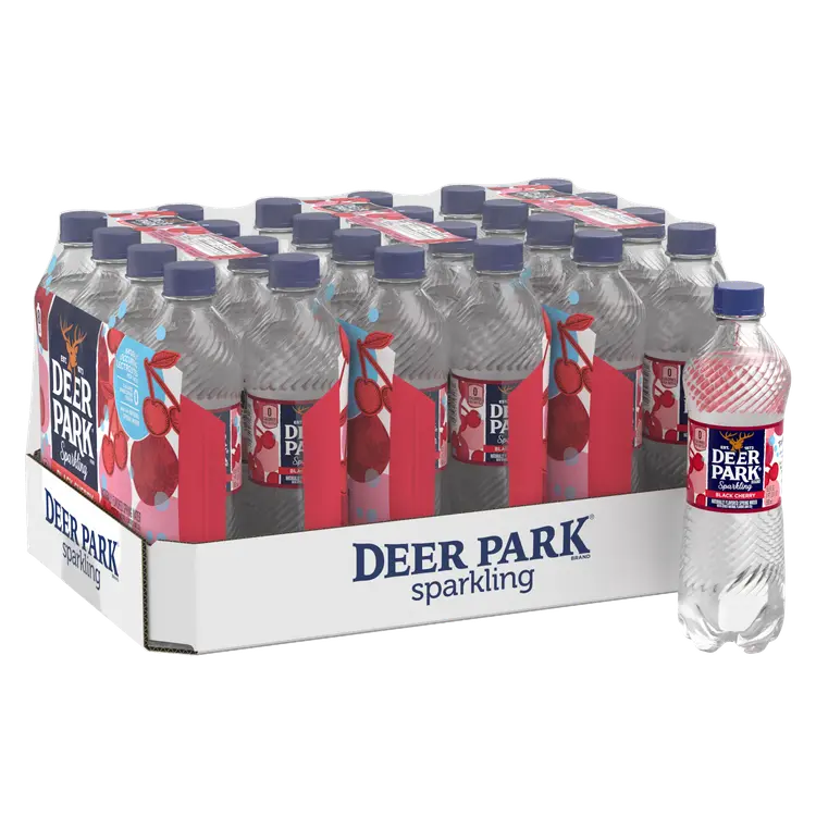 Deer Park Sparkling Water, Black Cherry, 16.9 oz. Bottles (Pack of 24)