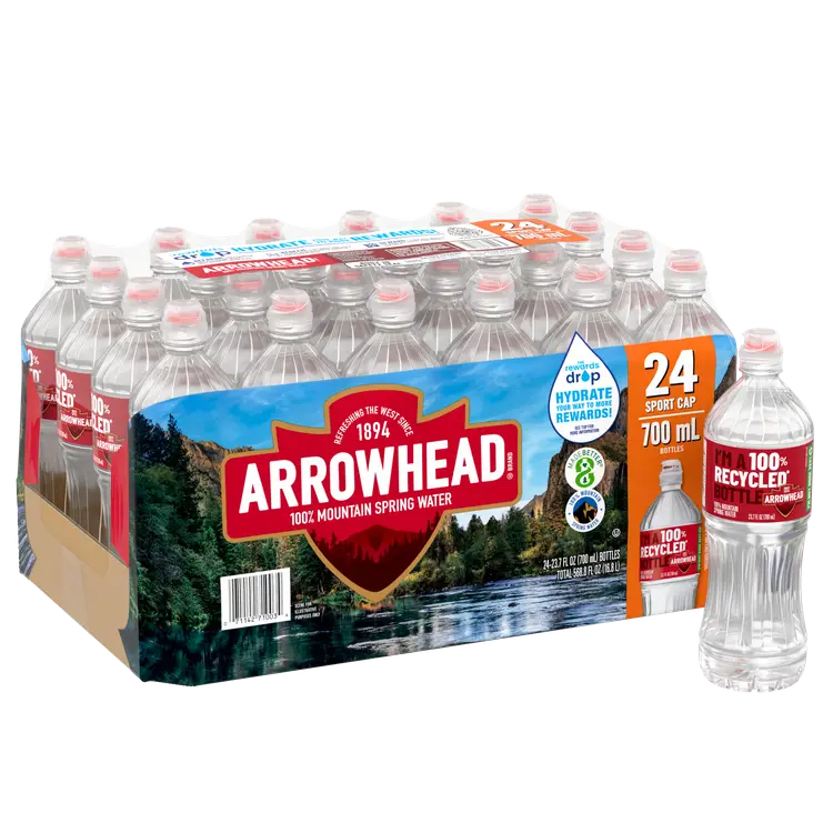 Arrowhead® Mountain Spring Water Sport Cap 700ml (23.6 fl oz)- Bottle- Case of 24