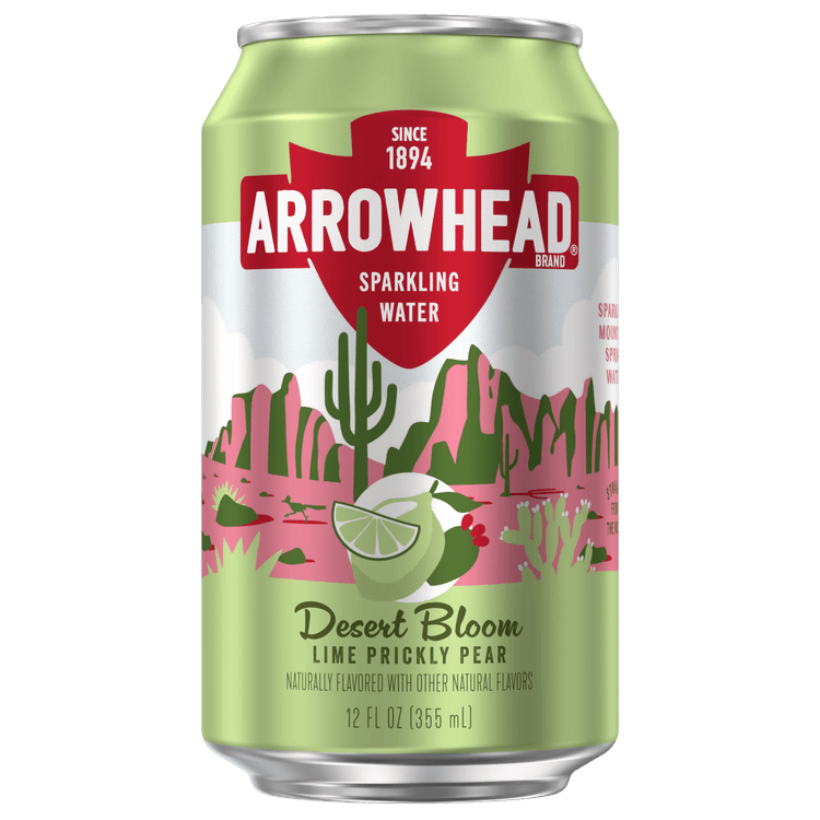 Arrowhead® Brand Sparkling Mountain Spring Water - Desert Bloom - Lime Prickly Pear - Aluminum Can 12 oz (Pack of 24)