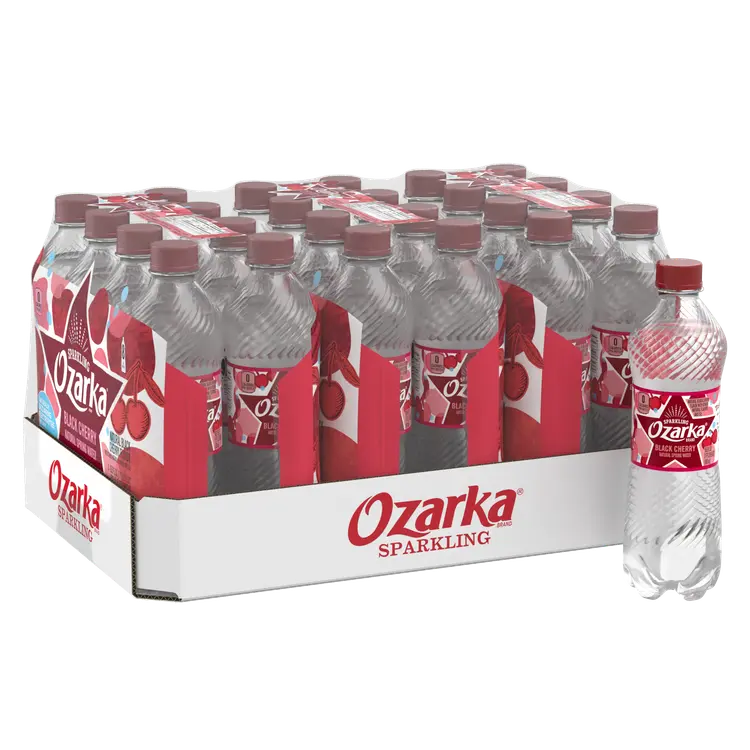 Ozarka Sparkling Water, Black Cherry, 16.9 oz. Bottles (Pack of 24)