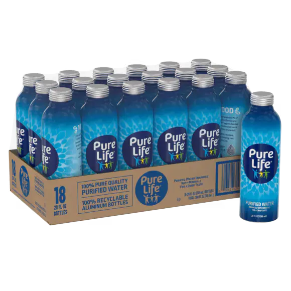 Pure Life® Purified Water - 20 fl oz - Aluminum Bottle - Case of 18
